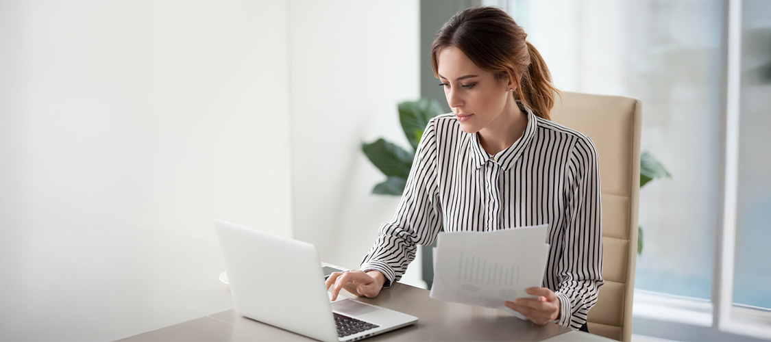 Woman working at her computer