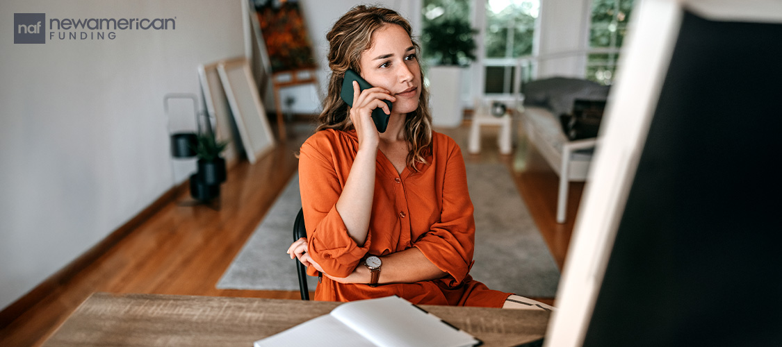 A woman on the phone.