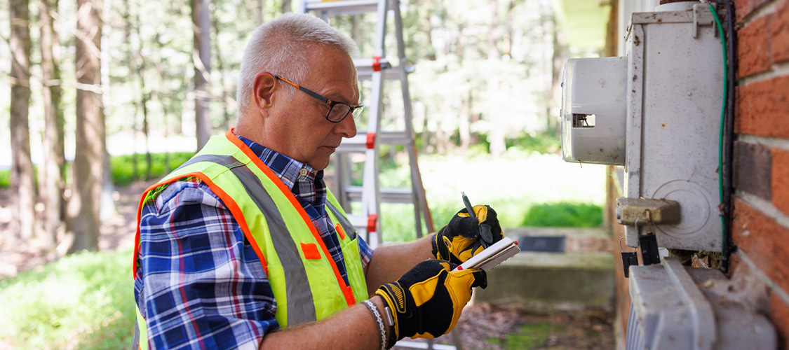 Home inspector making notes