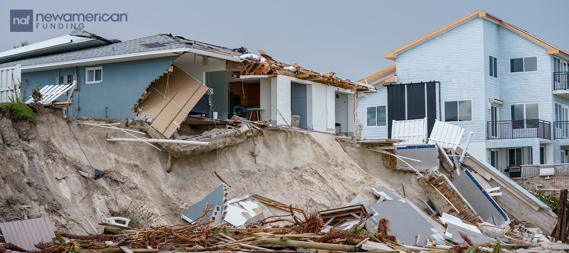 A home damaged by a hurricane.