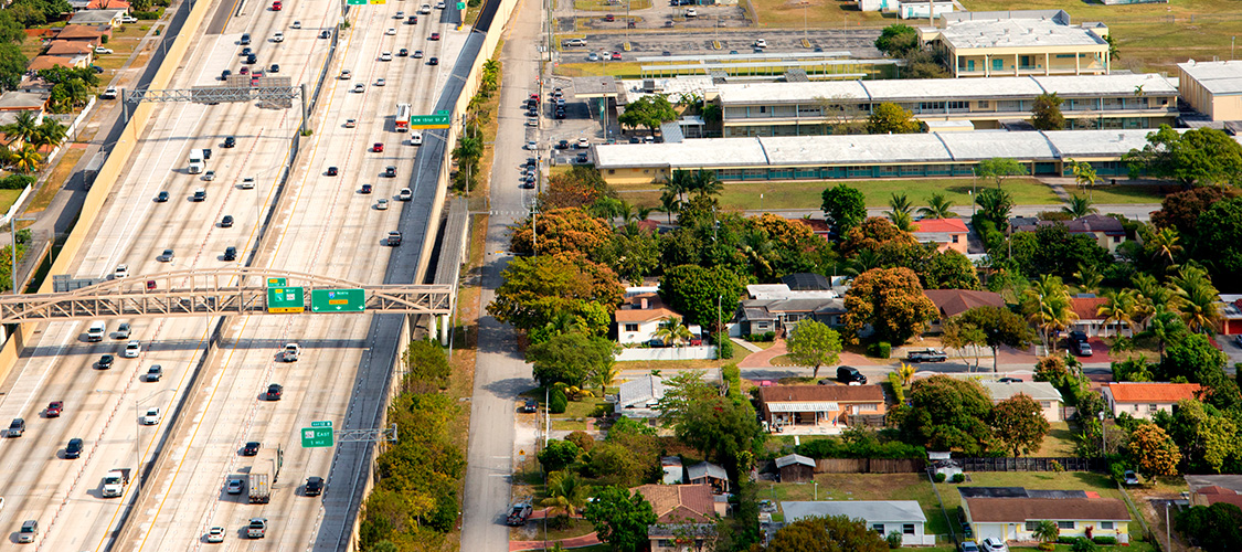 A neighborhood near a highway