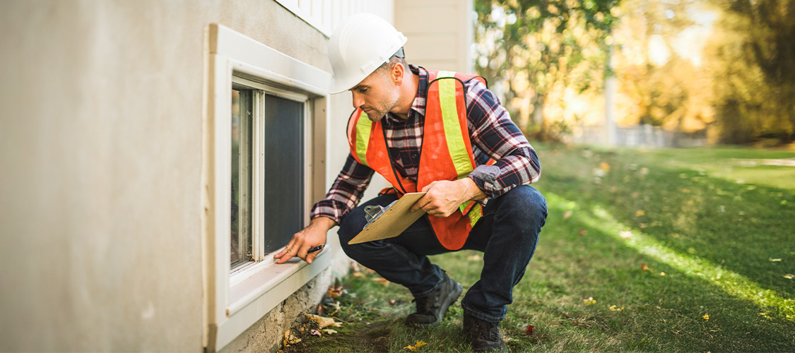 Home inspector looking at a home