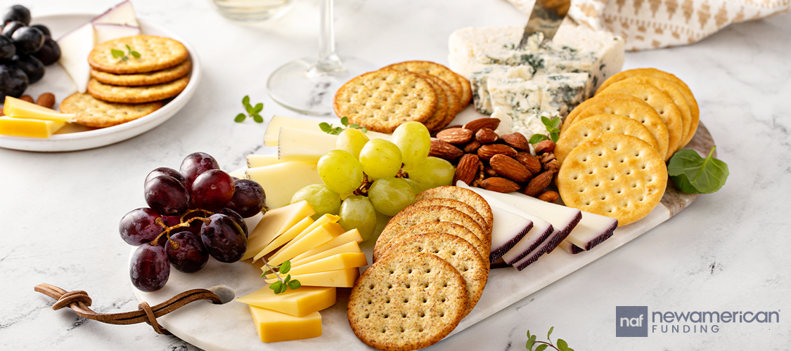 A cheese and crackers plate.