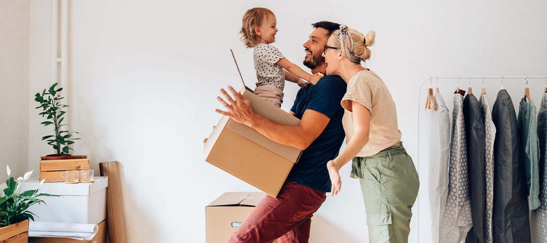 Family moving into their new home