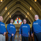Past Grand Knight Francis McKen and other council members gather at the Church of Notre-Dame-de-Recouvrance in Québec City