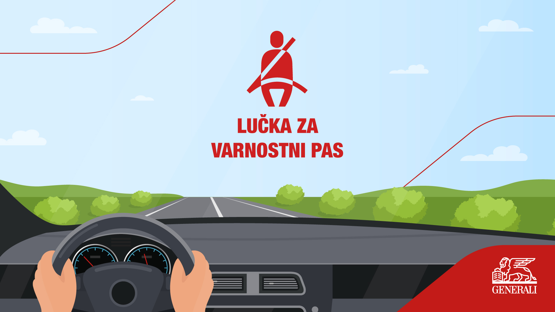 Infografika z ilustracijo lučke za varnostni pas
