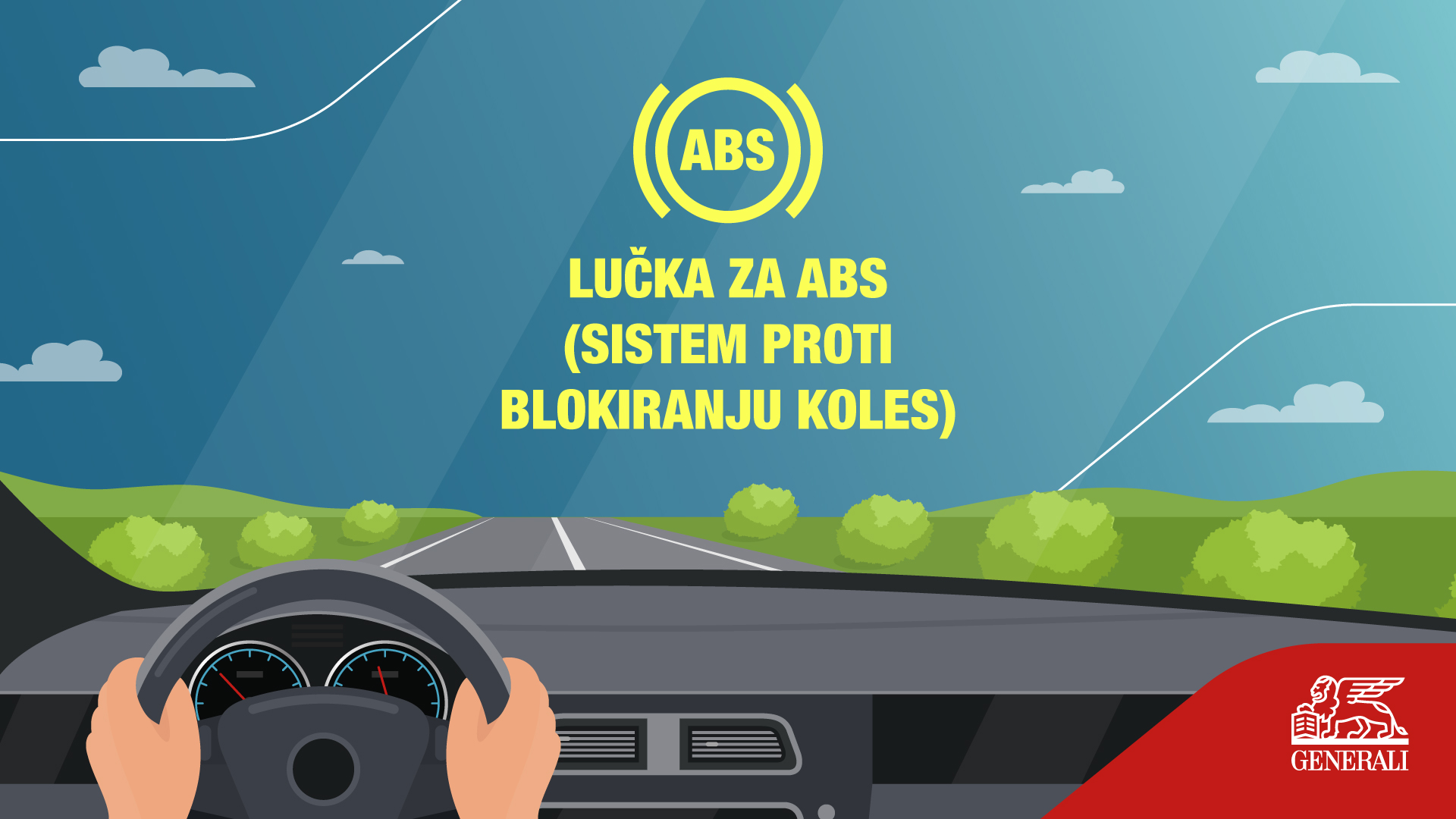 Infografika z ilustracijo lučke za ABS sistem