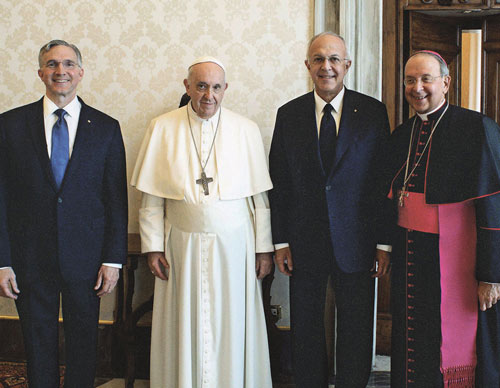 Pope Francis receives Supreme Knight Kelly, Past Supreme Knight Carl Anderson and Supreme Chaplain Archbishop William Lori in a private audience