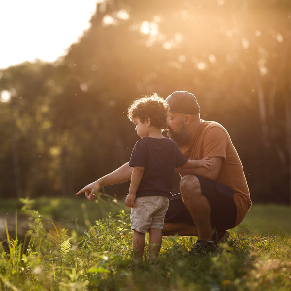 father and son outdoors