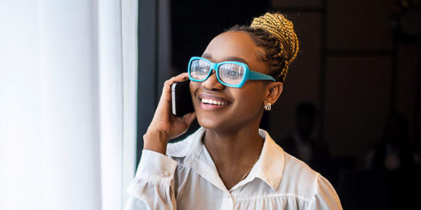 young woman on the phone