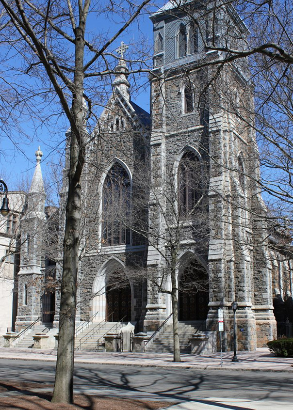 Exterior facade of St. Mary's Church, New Haven, CT. 