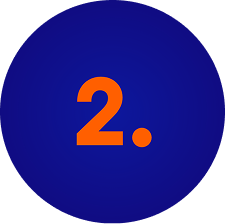 Icon showing the number 2. in orange against a solid dark blue circle, indicating the second step in a process.