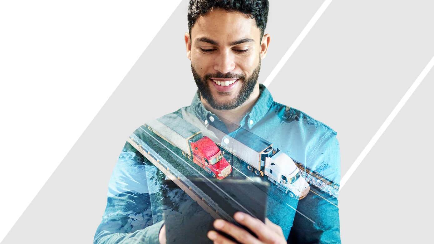 Man looking at iPad