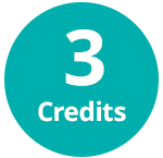 Turqouise circle with text '3 credits'