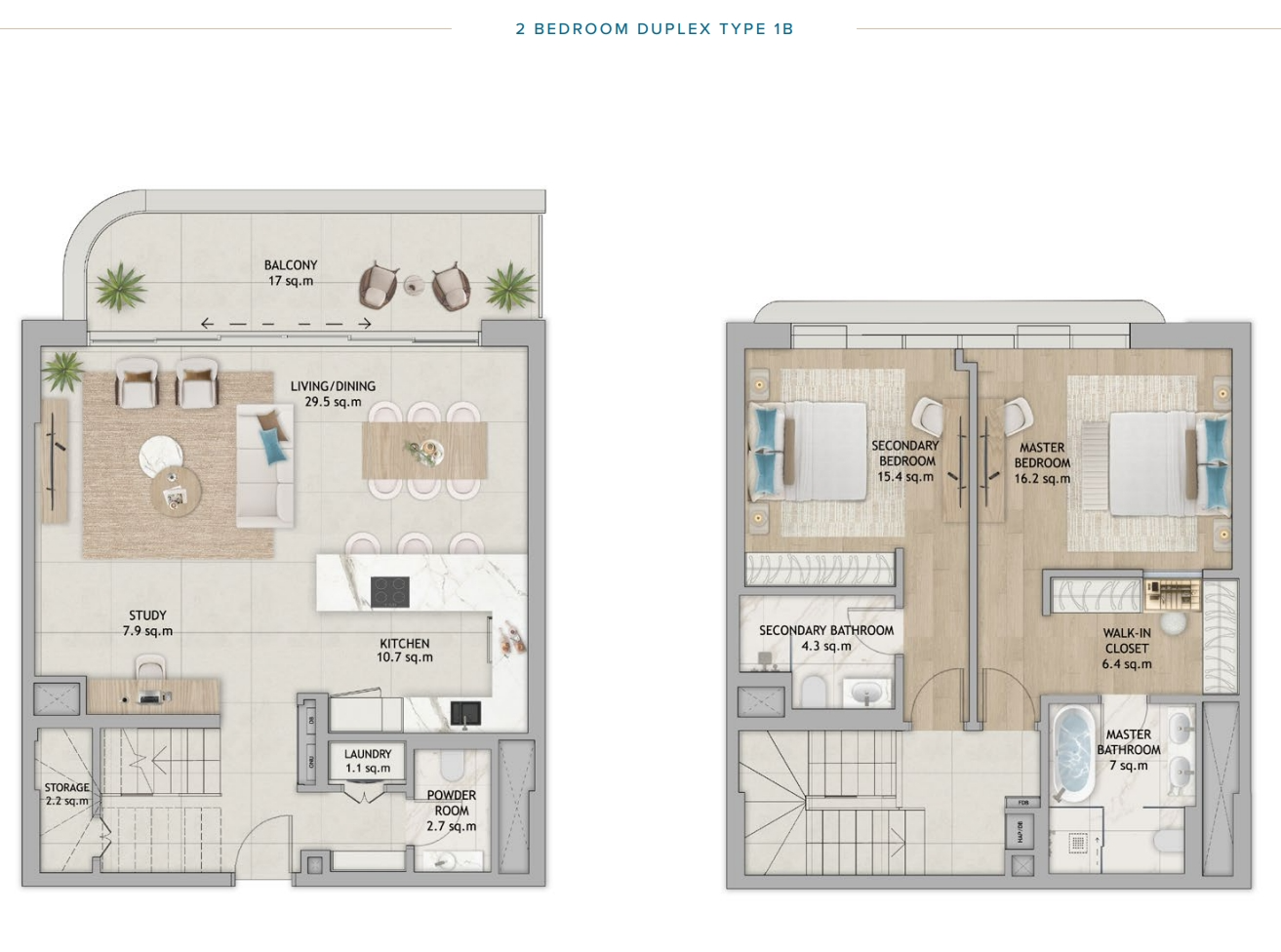Fahid Beach Terraces Terraces duplex 2 bedroom type1B floor plan