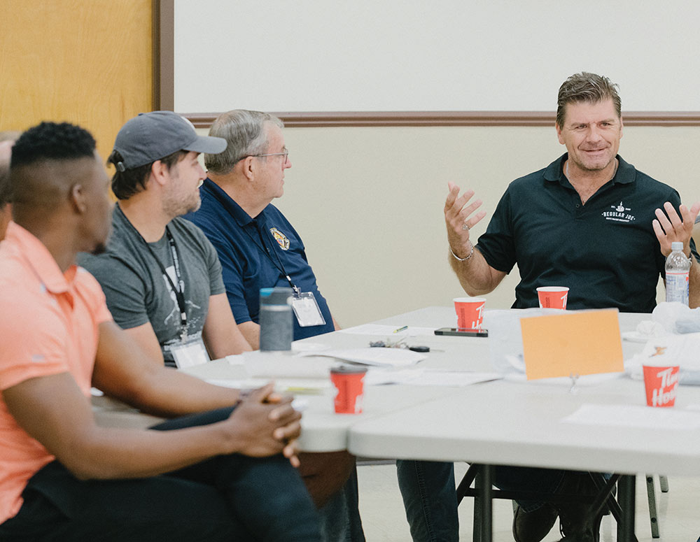 Catholic men discuss their faith during a prayer breakfast