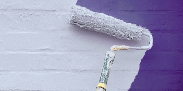 painting brick wall purple