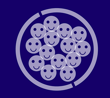 Circle filled with smiley face icons