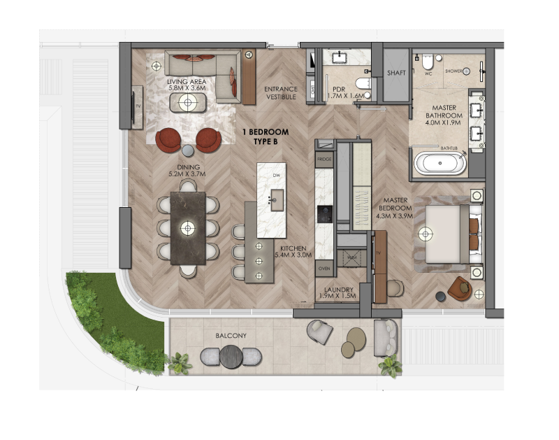 Waldorf Astoria Residences Waldorf astoria apartment 1 bedroom typeF floor plan