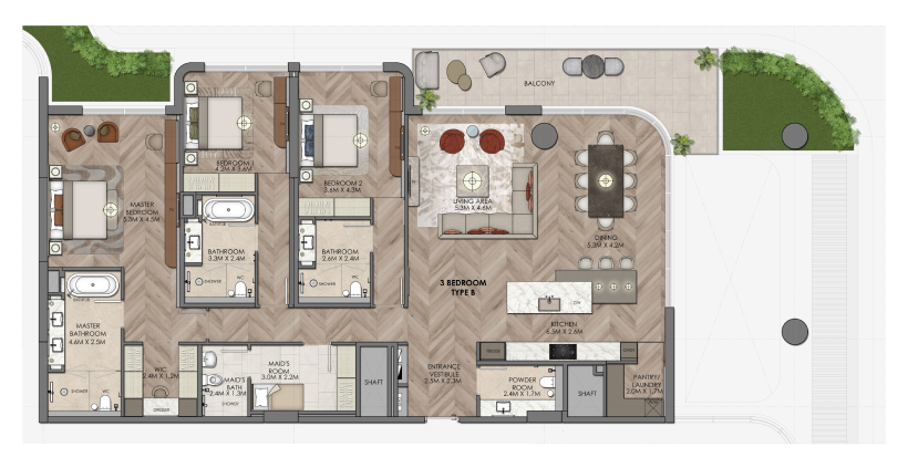 Waldorf Astoria Residences Waldorf astoria apartment 3 bedroom typeB floor plan