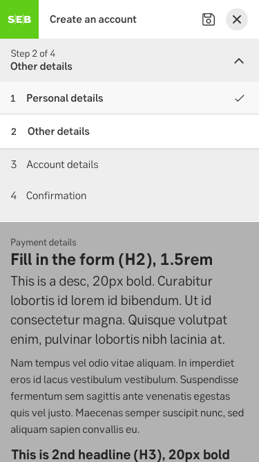 Step navigation - mobile
