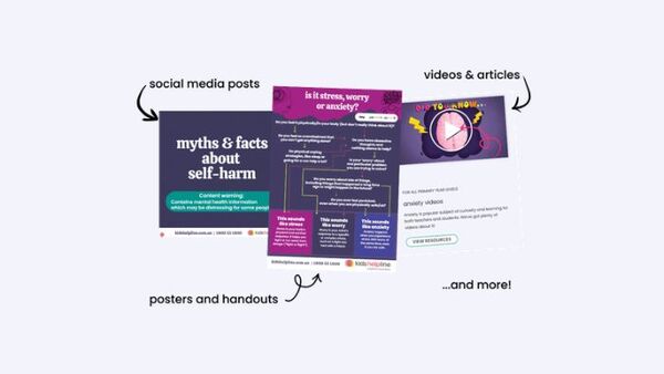 Range of social posts, posters and videos from Kids Helpline on mental health and wellbeing