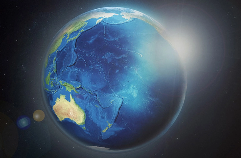 Image of world globe focusing on Australia and the Pacific