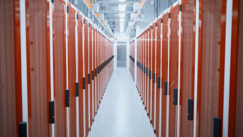 Photo of NextDC server room for Comp Now, still from the Vocus NextDC Comp Now Case Study